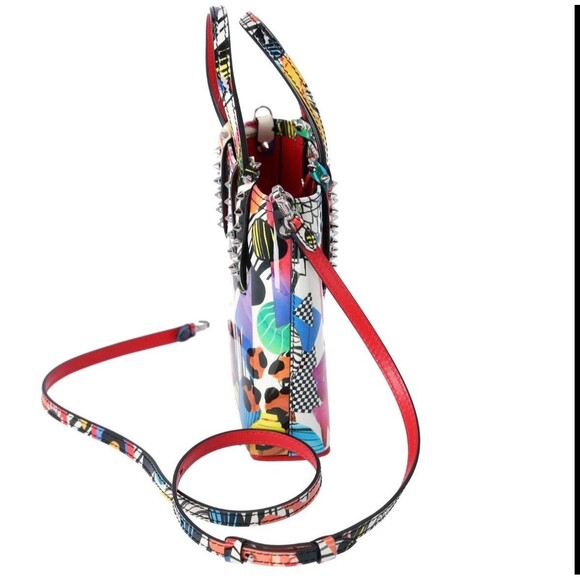 Christian Louboutin Cabata N/S Mini‎ Tote Bag White Red Multi Patent Leather - Picture 4 of 7
